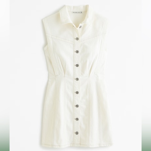 Women’s Abercrombie Collared Denim Shift Mini Dress - Picture 3 of 8